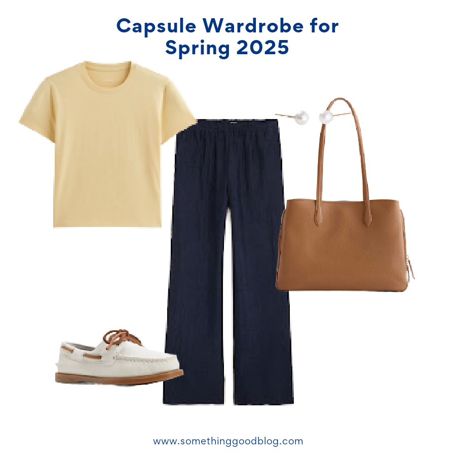 personal stylist, Everlane The Box-Cut Tee in Essential Cotton, J.Crew Stratus pant in textured satin, SPERRY | 'Authentic Original' Boat Shoe (Women), Quince Italian Leather Triple Compartment Work Tote, Quince 14K Gold Freshwater Cultured Pearl Studs,women's clothing, spring style, work outfit, weekend wear, fashion