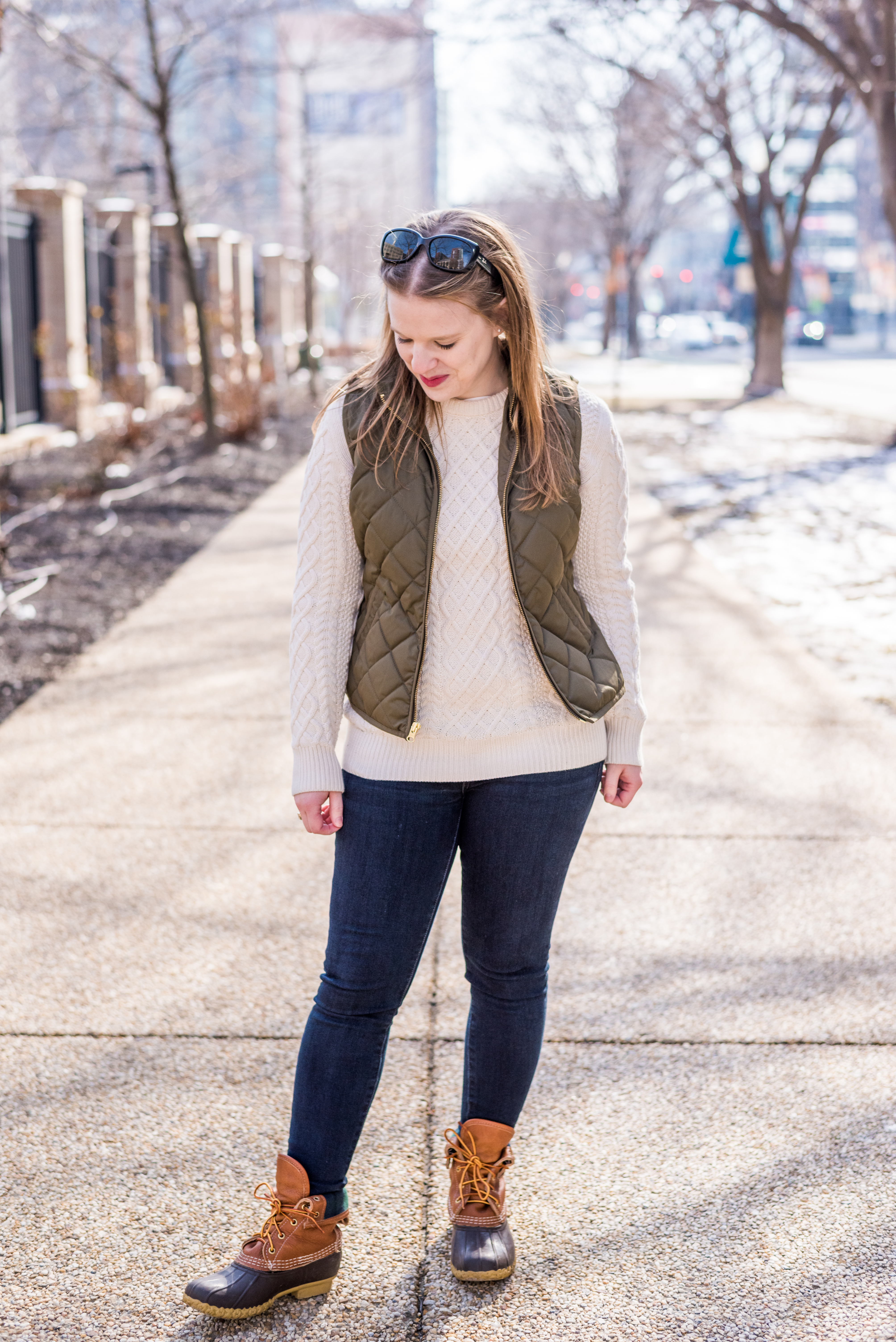 DC woman blogger wearing L.L. Bean Women's 8" Thinsulate Bean Boots: The Original Duck Boot