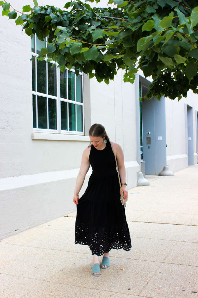 dc woman blogger wearing J.Crew maxi dress