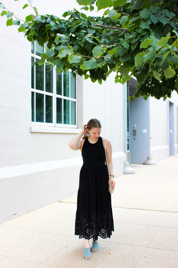 dc woman blogger wearing J.Crew maxi dress